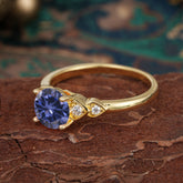 4 Prong Classic Round Tanzanite Engagement Ring for Women
